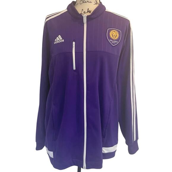 2014 ADIDAS TRACK JACKET ORLANDO CITY SOCCER TEAM SZ XL PURPLE/WHITE COLLECTIBLE - Picture 3 of 16